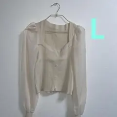 可愛すぎる異素材ドッキングブラウス　ニット×シースルー