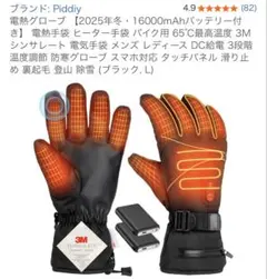 電熱グローブ L ブラック 16000mAh Lサイズ