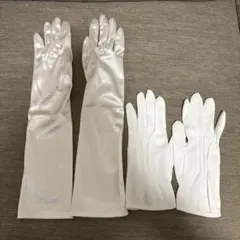 ホワイトサテンウェディンググローブセット　新郎用　新婦用