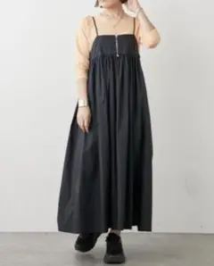 Omekashi サスペンダー付タフタギャザースカート