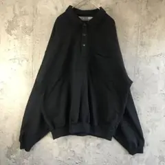 Y3104古着　シャツ　ハーフボタン　黒　90s Y2K