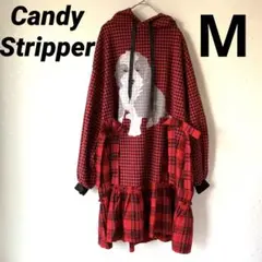 キャンディーストリッパー　PUPPY HOODIE ワンピース　赤 チェック M