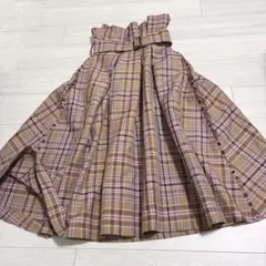 ユナイテッドトウキョウ マドラスチェックハイウエストスカート フレア ベルト