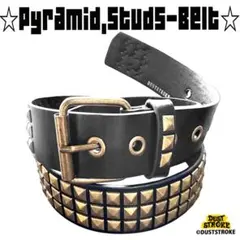 ３連 スタッズ ベルト 真鍮 ゴールド 鋲 ロック パンクメンズ レディース