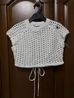 ザラ　ニットメッシュトップス
