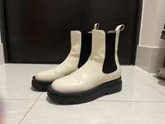 マーキュリーデュオ　サイドゴアショートブーツ　ホワイト　厚底