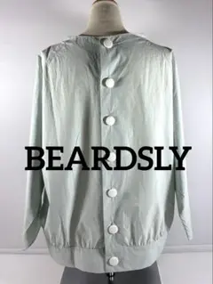 ビアズリー BEARDSLEY ビッグボタンノーカラーシャツ ブラウス 薄緑のサムネイル