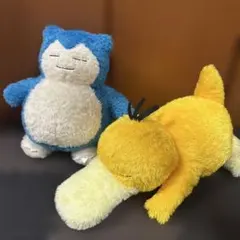 ポケットモンスターめちゃもふぐっと　くつろぎタイムぬいぐるみ　カビゴン　コダック