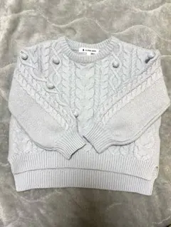 【値下げ中】GLOBAL WORK ポンポンケーブルニット　ライトブルー