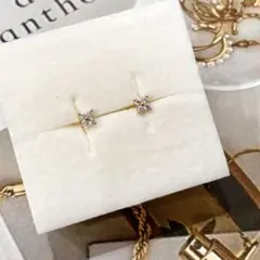 ピアス フラワー 1粒ピアス S925 ジルコニア 金アレ対応