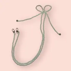 ⭐️新品⭐️ リボン　パール調スマホショルダーストラップ【ミントグリーン】１１０cm