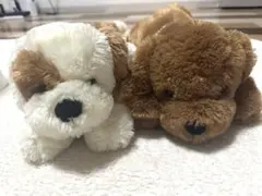 【お値下げしました】犬のぬいぐるみ 白と茶色のサムネイル