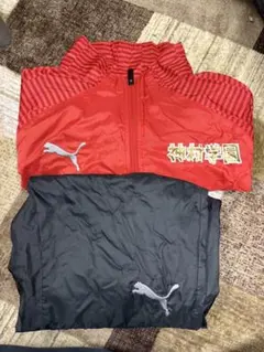 神村学園 PUMA フルジップ ピステセット 赤黒