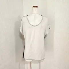 テンセル100％ バイカラー半袖カットソー グレー×ブラウン（F）薄手のサムネイル