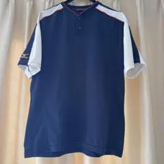 Mizuno 半袖ポロシャツ ネイビー/ホワイト