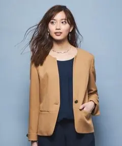 洗えるウール調ストレッチキーネックジャケット ニッセン