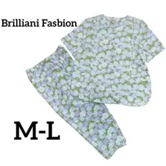 コットン　セットアップ　花柄　半袖ブラウス　クロップドパンツ　ボタニカル　セット