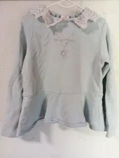 Mezzo Piano 水色 トレーナー レース襟付き