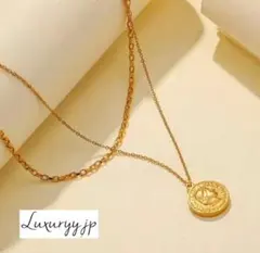 ネックレス 2連 サージカルステンレス 【爆売】コイン 18kコート ゴールド