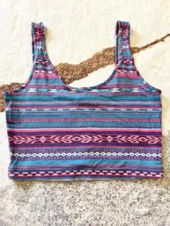 マルチカラー ストライプ クロップドタンクトップ