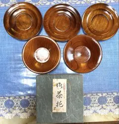 骨董 純銅製 茶托 5枚セット 木箱付き 松竹梅菊菖 - メルカリ
