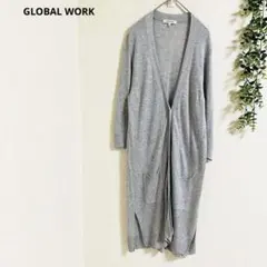 グローバルワーク カーディガン ロングカーディガン M グレー　上品 着回しのサムネイル