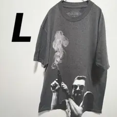 Tシャツ ビッグプリント L Y2Kグレー オーバーサイズ 古着 ストリート