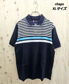 『 CHAPS 』 ボーダーポロシャツ / XLサイズ / ネイビー色のサムネイル