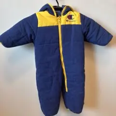 Champion チャンピオン ジャンプスーツ 70cm ネイビーイエロー 中綿