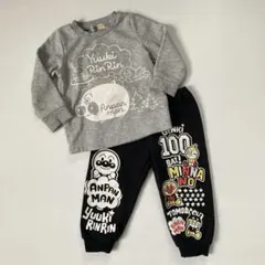 【USED】難あり アンパンマン 裏起毛トレーナー スウェット 上下セット。