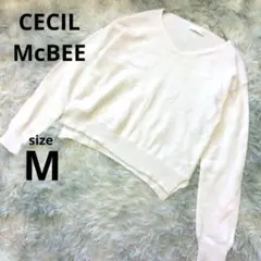 CECIL McBEE Vネックニット Mサイズ ホワイト