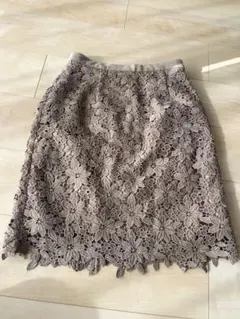 リランドチュールRirandture 花柄レースタイトスカート　モカ