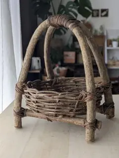 木製　籠　バスケット　トレイ　あけび　かご　蔓　カゴ　トレー　小物入れ　花かご