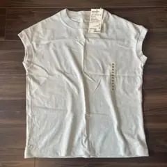 新品☆無印良品　フレンチスリーブTシャツ　ライトグレー　オーガニックコットン