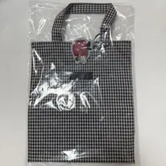 ファミリア　トートバッグ　ギンガムチェック　黒　サイズ大