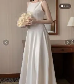 シンプル袖なしキャミワンピース
