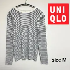 【UNIQLO】ユニクロ(M)ニット　セーター　ストライプ柄　ホワイト　薄手