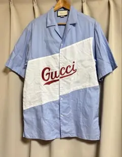 GUCCI ミケーレ期 キングスネークブロードシャツ 39 ライトブルー