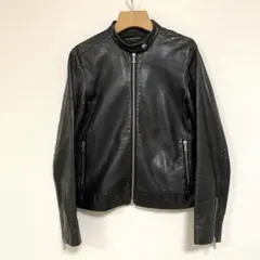 ユナイテッドアローズ 羊革 シングルライダース レザージャケット 本革 ブラック