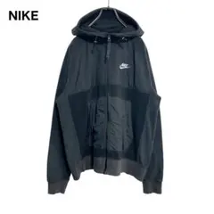 【ロゴ刺繍】00s NIKE ナイキ　フルジップパーカー　黒　M