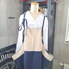 UrrA:)様専用】エプロンドレス2枚：デニム：エンジ・オリーブ - メルカリ