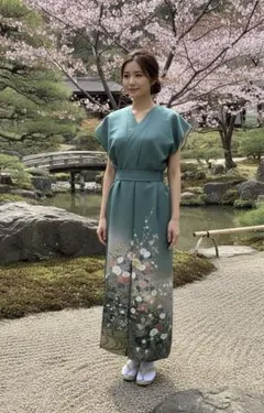 着物リメイクワンピース　カシュクールワンピース　フォーマルワンピ