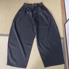 ダークグレー ワイドパンツ ゴムウエスト