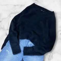 【DRESSLAVE】ラクーン100%　Vネックニット　ブラック　定価2.1万