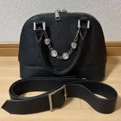 pium ビジュー付き モノグラム ミニバッグ ブルーグレー - メルカリ