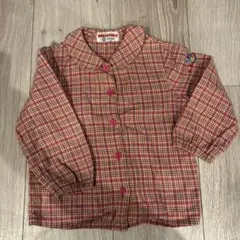 ミキハウス 長袖シャツ 90cm 赤系チェック