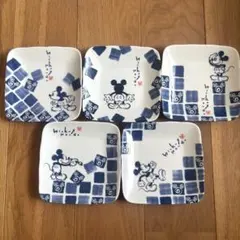 sango Disney ミッキーマウス 角皿 和柄 5枚セット　ディズニー