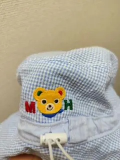 ミキハウス クマ刺繍 チェック柄 ハット 帽子 S48-50cmのサムネイル