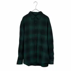 76◯ユニクロ ネルシャツ L チェック 緑 黒