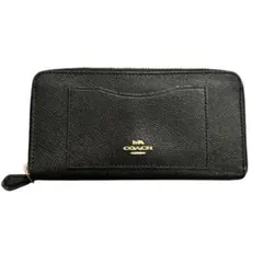 【鑑定済】COACH ブラックレザー 長財布